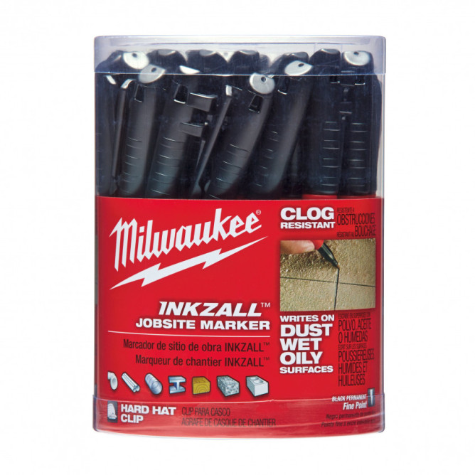 Маркер INKZALL тонкий черный MILWAUKEE 48223100