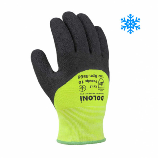 Рукавички Doloni утеплені трикотаж з латекс покриттям 3/4 облив зелені 10 розмір 4566
