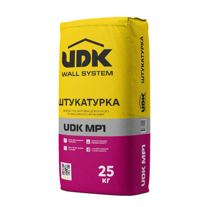 Штукатурка цементно-вапняна для ручного та машинного нанесення (ЮДК) UDK MP1 25кг