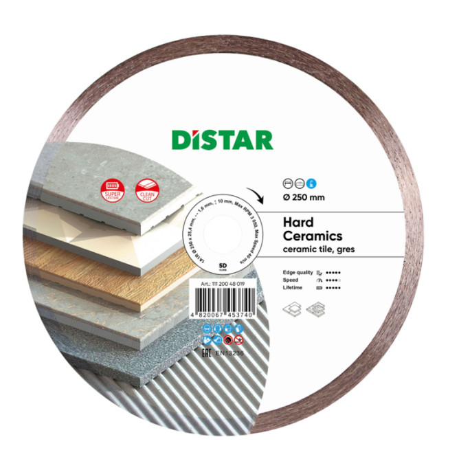 Диск алмазний відрізний по керамограніту Distar 1A1R 250x1,6 Hard ceramics 11120048019