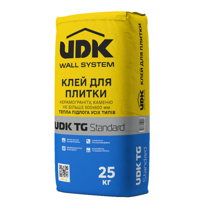 Клей для плитки та керамограніту 600х600 мм (ЮДК) UDK TG Standard 25 кг