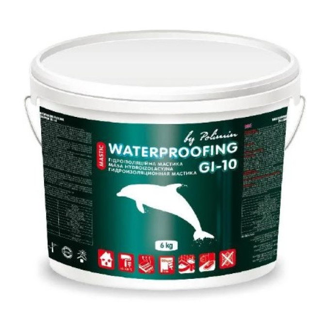Мастика гідроізоляційна акрилова однокомпонентна Polimin GI-10 6 кг