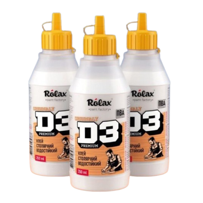 Клей ПВА Д3 РОЛАКС водостійкий для деревини 0,35л