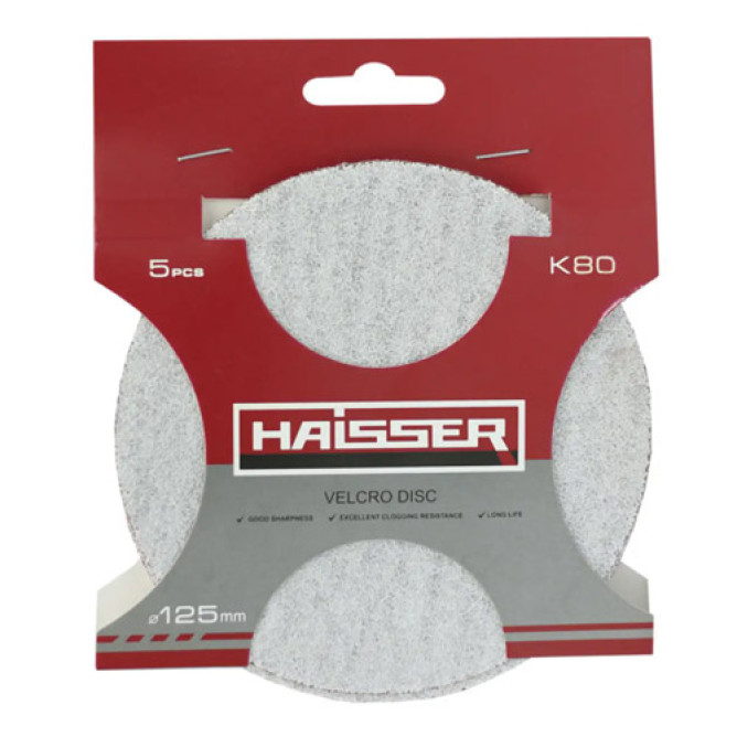 Круг шліфувальний самоклеючий 125 мм k80, 5шт Haisser 5315311