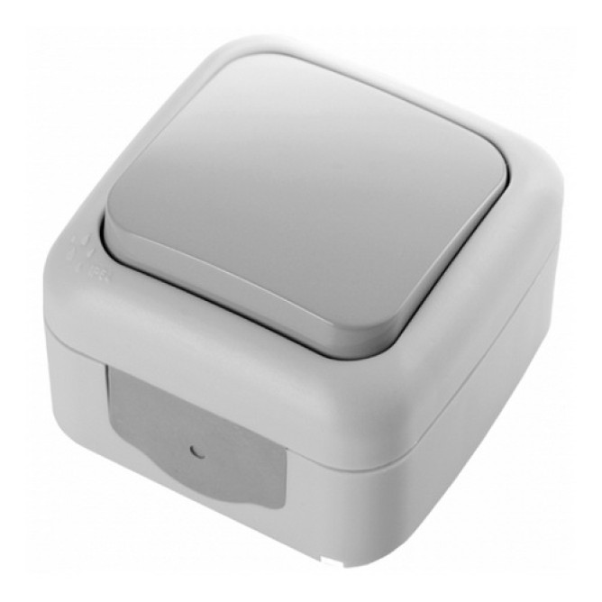 Выключатель 1-клавишный внешний Palmiye Серый 90555501