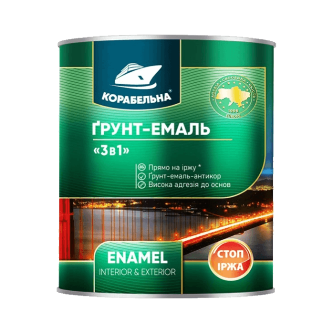 Грунт-эмаль 3 в 1 зеленый 0,9 кг Корабельная