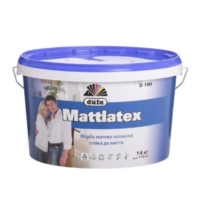 Фарба інтер'єрна латексна Dufa Mattlatex D100 (14кг / 10л)