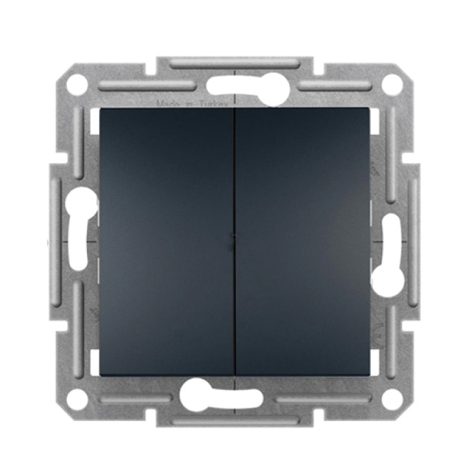 Выключатель двойной без земли встроенный АНТРАЦИТ Schneider EPH0300171 ASFORA
