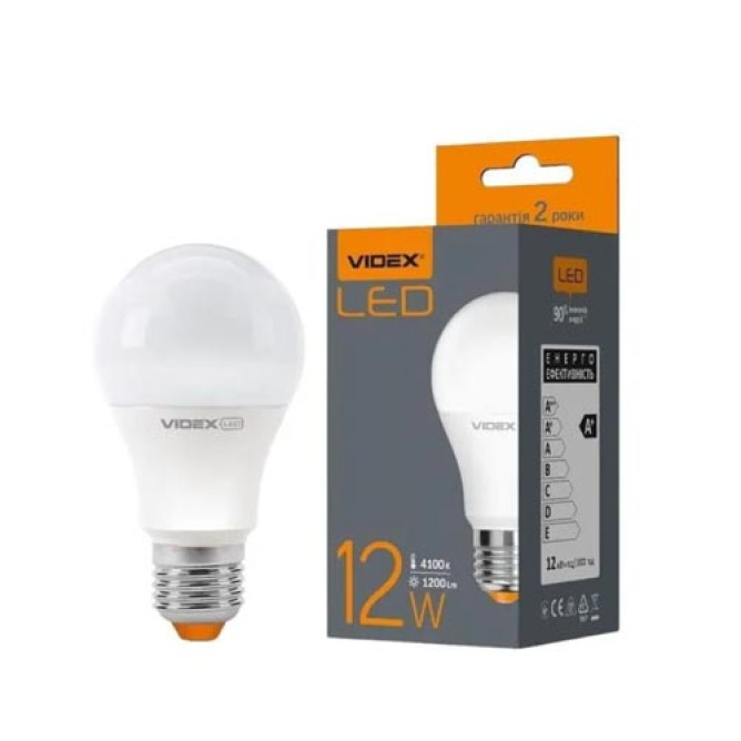 Світлодіодна лампа Videx 12 Вт A60e E27 4100K біле світло (15274)