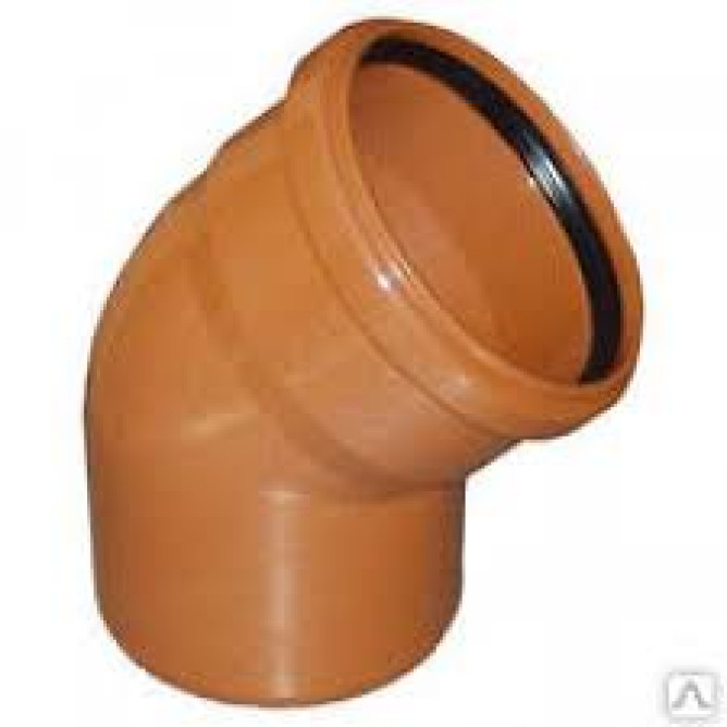 Колено канализационное ПВХ 160х45° (рыжее)