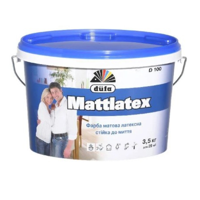 Фарба інтер'єрна латексна Dufa Mattlatex D100 (3,5кг/2,5 л)