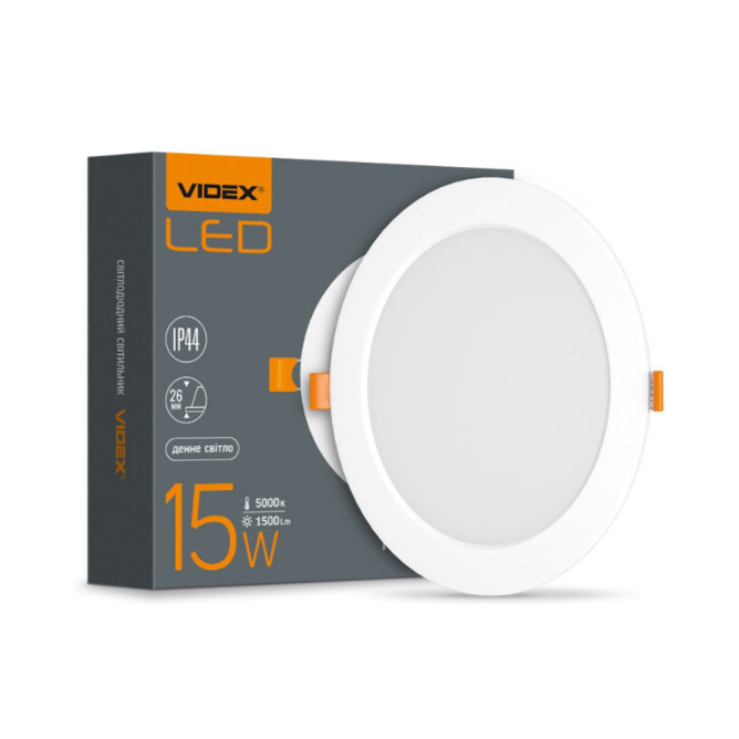 Світильник світлодіодний вбудований круглий LED Videx 15W 5000K VL-DLBR-155 26339