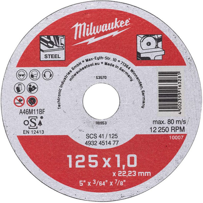 Диск відрізний SCS 41/125х1мм MILWAUKEE 4932479578