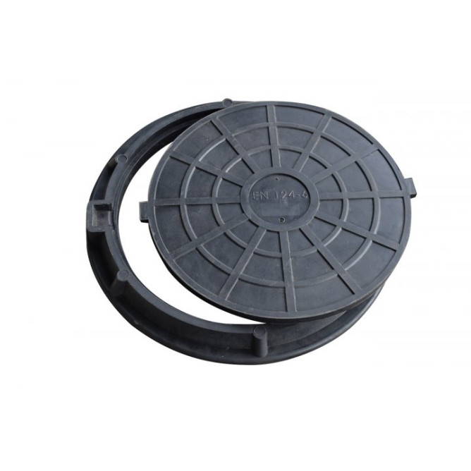 Люк КРУГЛИЙ полімерпіщаний без замка чорний D 690 1,5т