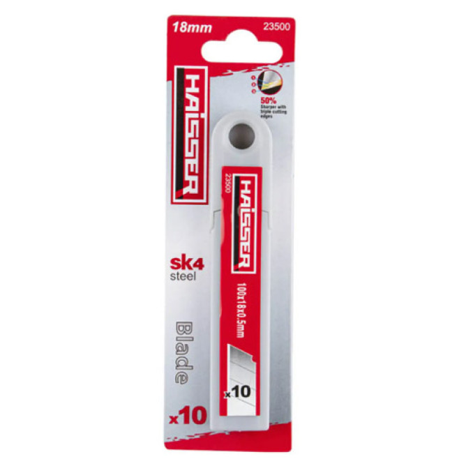 Леза сегментні для ножа 18 мм 10 шт Haisser 23500