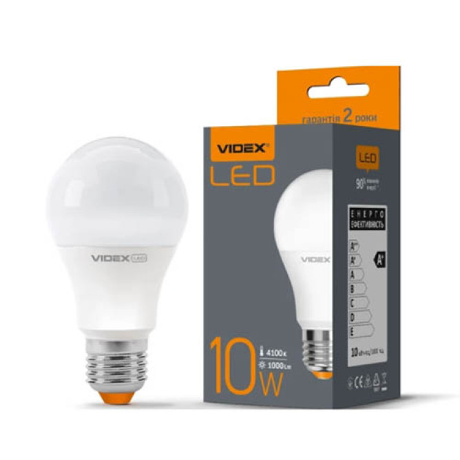 Світлодіодна лампа Videx 10 Вт A60e E27 4100K біле світло (10274)