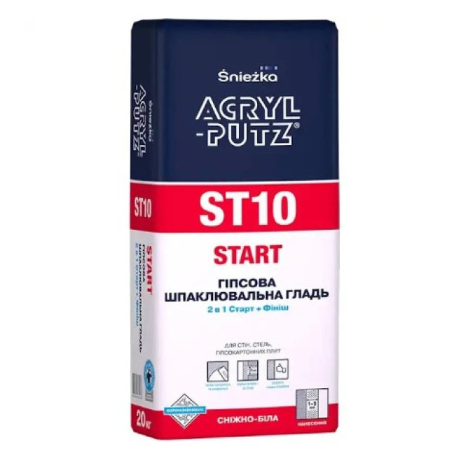 Шпаклівка 2в1 старт фініш Sniezka ACRYL-PUTZ ST10, 20 кг