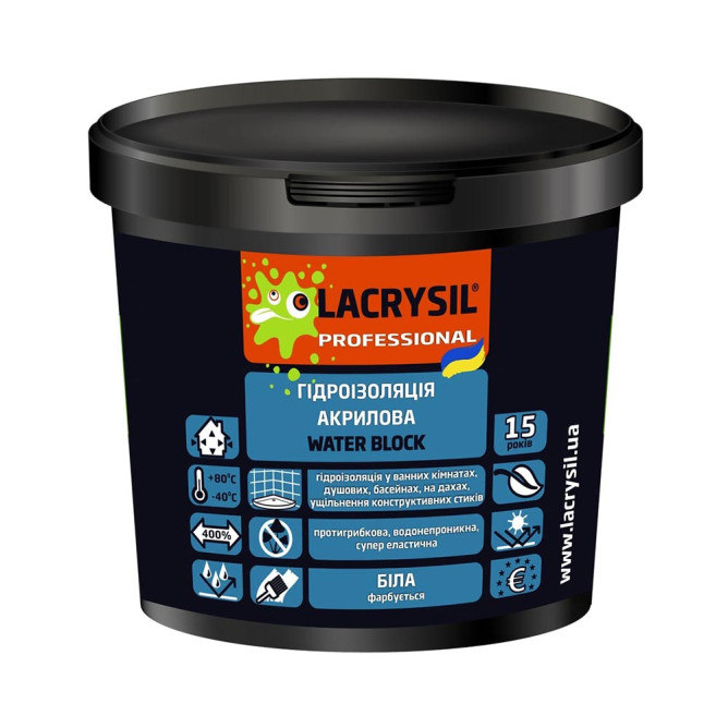 Мастика гідроізоляційна акрилова Lacrysil WaterBlock 1,2 кг