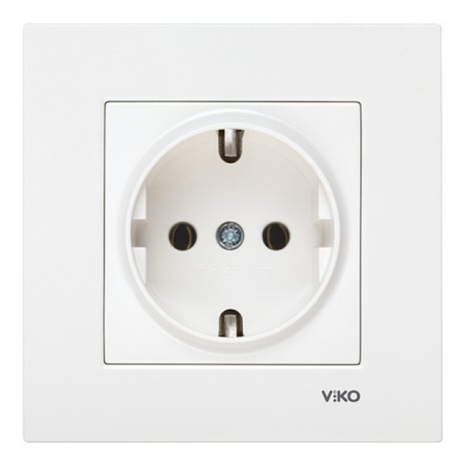 Розетка одинарная с заземлением Karre Белая 90960008