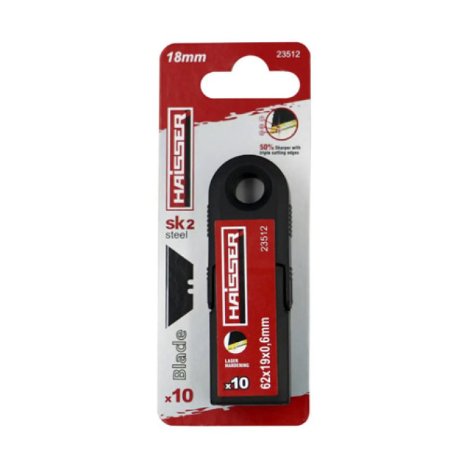 Леза трапеція SK2 10шт у тубі 19х62х0.6 мм Haisser 23512