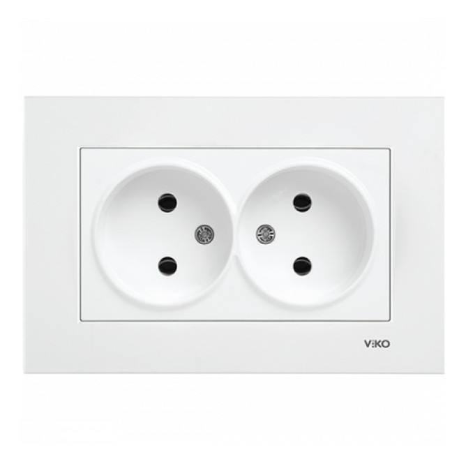 Розетка двойная без заземления Karre Белая 90960055