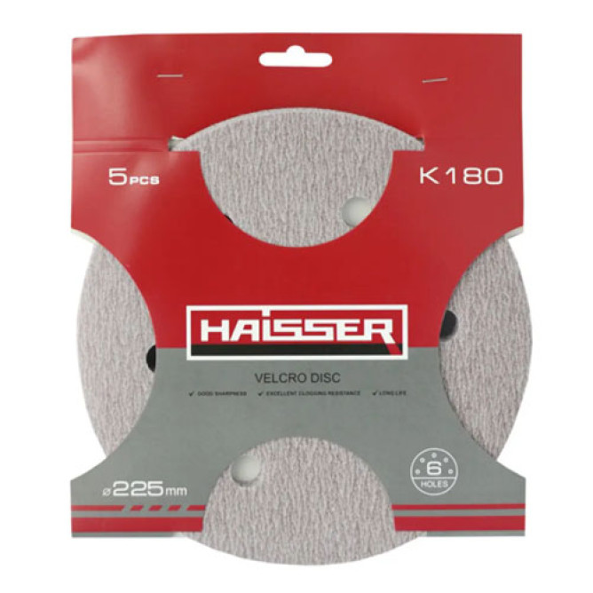 Круг шлифовальный самоклеящийся с отверстиями 125 мм k 80, н-р 5шт Haisser  ПАЧКА 5314704