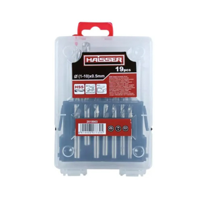 Набір свердл по металу 19шт HSS - (1-10)х0,5мм 2018903
