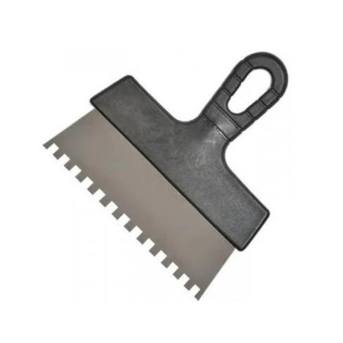 Шпатель з пластмасовою ручкою 150 мм, зуби 10*10мм 