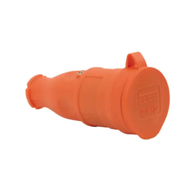 Роз'єм гнездо КАУЧУК із кришкою 1*16А  помаранчевий