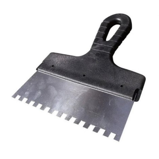 Шпатель з пластмасовою ручкою 200 мм, зуби 8*8мм 