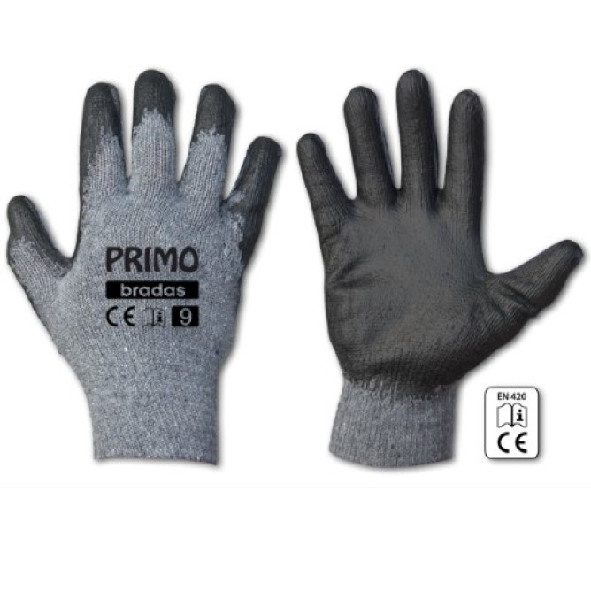 Рукавички Брадас RWPR11 PRIMO латекс 11р сірі із сірим
