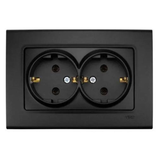 Розетка двойная с заземлением Linnera Черная Ночь 90404056