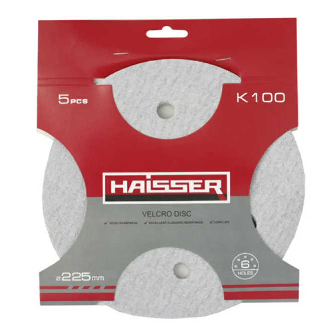 Круг шлифовальный самоклеящийся 225мм, k100,  с отверстиями 5шт Haisser 5317331