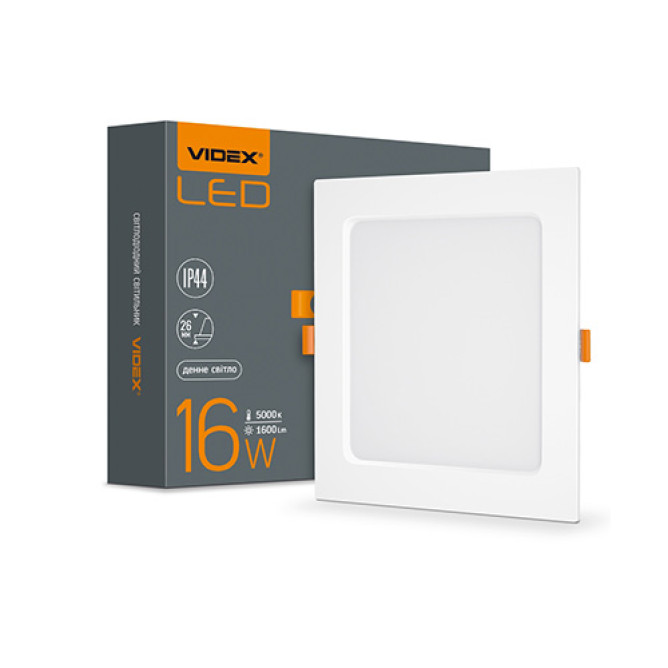 Светильник LED Back встроенный квадрат VIDEX 16W 5000K 26342 