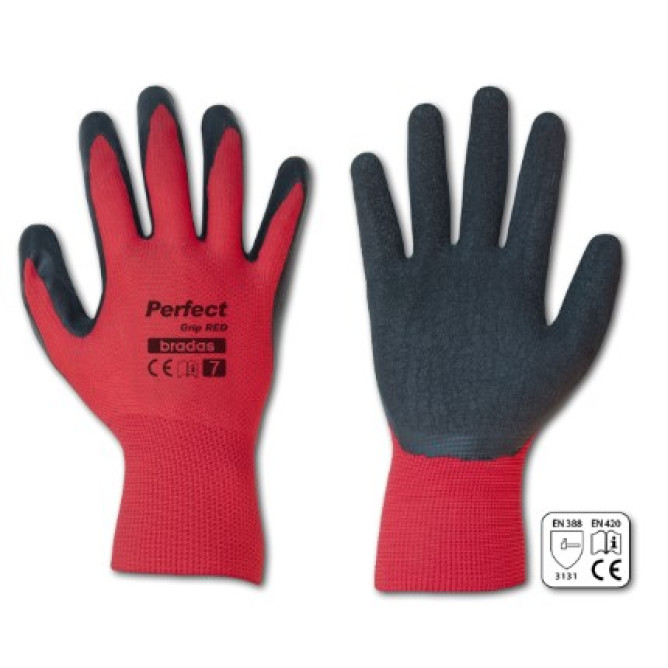 Рукавички Брадас RWPGRD11 PERFECT GRIP RED латекс 11р червоний з сірим