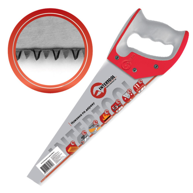 Ножовка по дереву 400 мм с пластиковой 2-х компонентной рукояткой 4TPi  СИЛА 320523