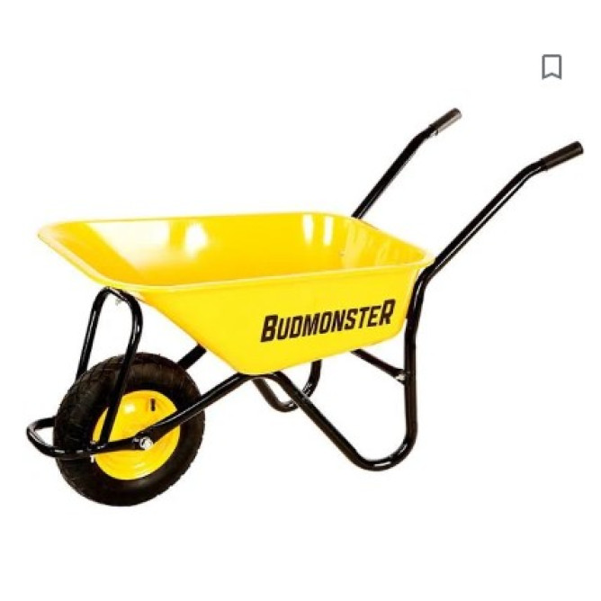 Тачка будівельна 1 колісне колесо пневмо 4х8-01-006 80л, 200 кг БУДМОНСТР жовте корито 7954