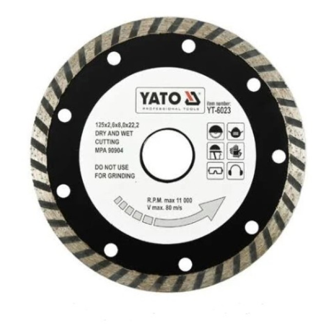 Диск алмазний ТУРБО Yato125 * 8 * 22,2 6023