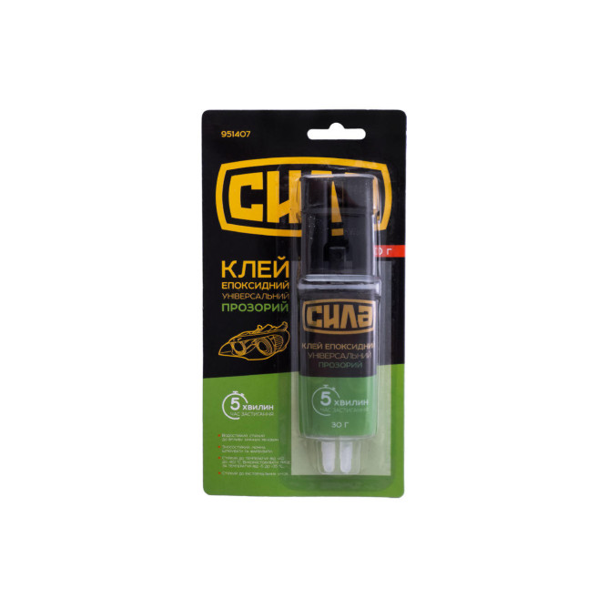 Клей эпоксидный 30г прозрачный (шприц) СИЛА 951407