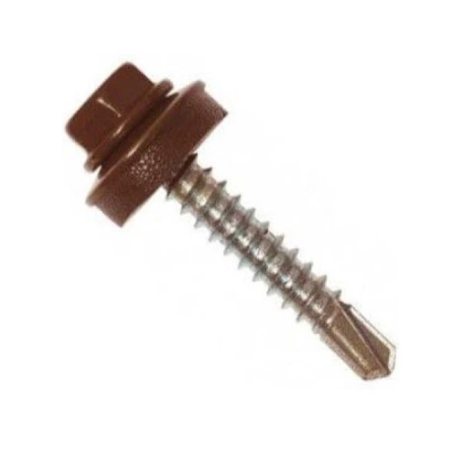 Саморіз покрівельний 4,8х19 коричневий №8017 (250шт)