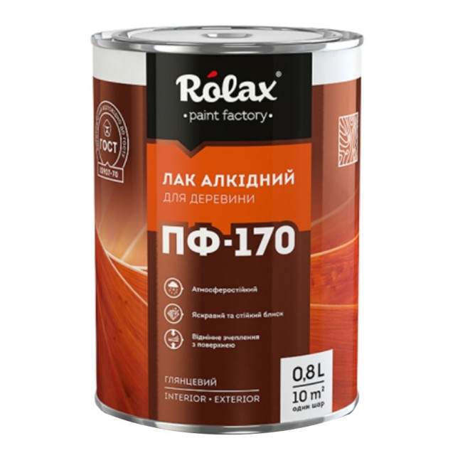 Лак для дерева алкідний Ролакс ПФ-170 0,8 л