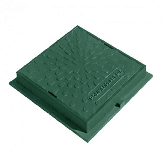 Люк КВАДРАТНИЙ ПОЛІМЕРПІСКАНИЙ без замка зелений 650