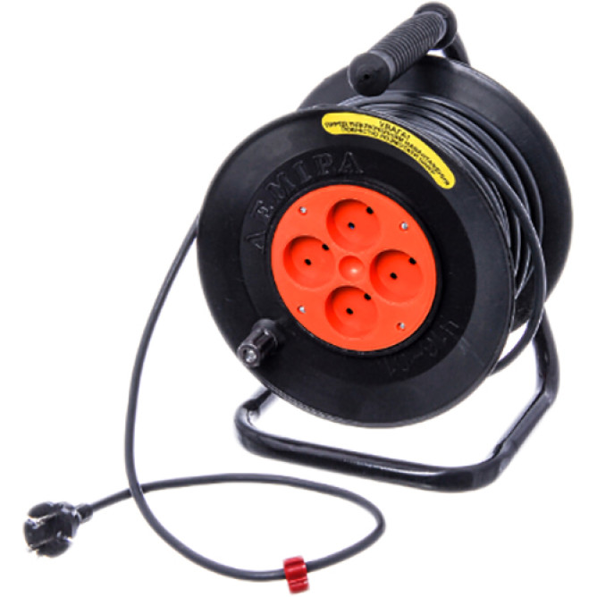 Котушка переносна з розетками 4 шт і проводом ПВС 2 * 2,5-50м, 16А