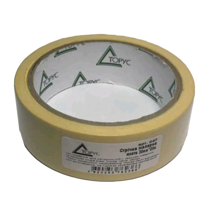 Стрічка малярська 30мм 20м ТОРУС