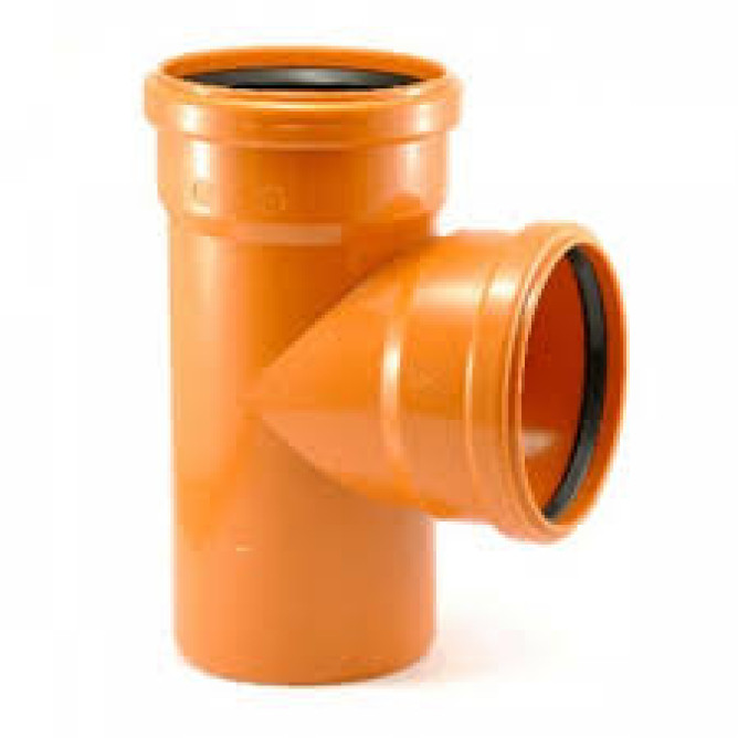 Тройник канализационный ПВХ 110х110х90° (рыжий)