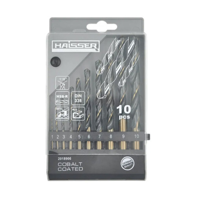 Набір свердл по металу 10шт HSS - (1-10)  кобальтове покриття 2018906