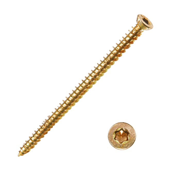 Турбогвинт 7,5x132 мм, потайна головка, жовтий цинк, Torx