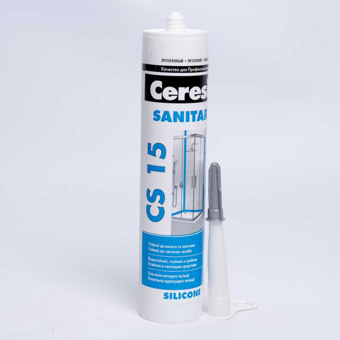 Герметик CERESIT CS15 silikon для санітарних робіт прозорий (280 мл)