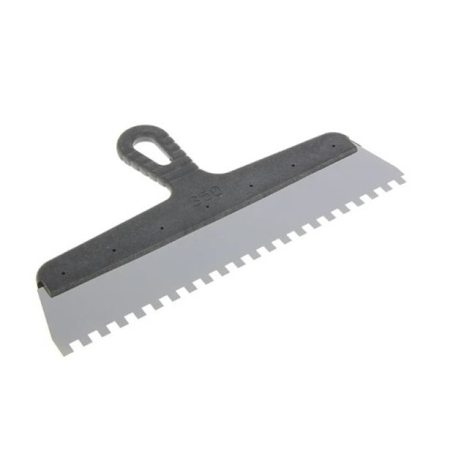 Шпатель з пластмасовою ручкою 350 мм, зуби 10*10мм 