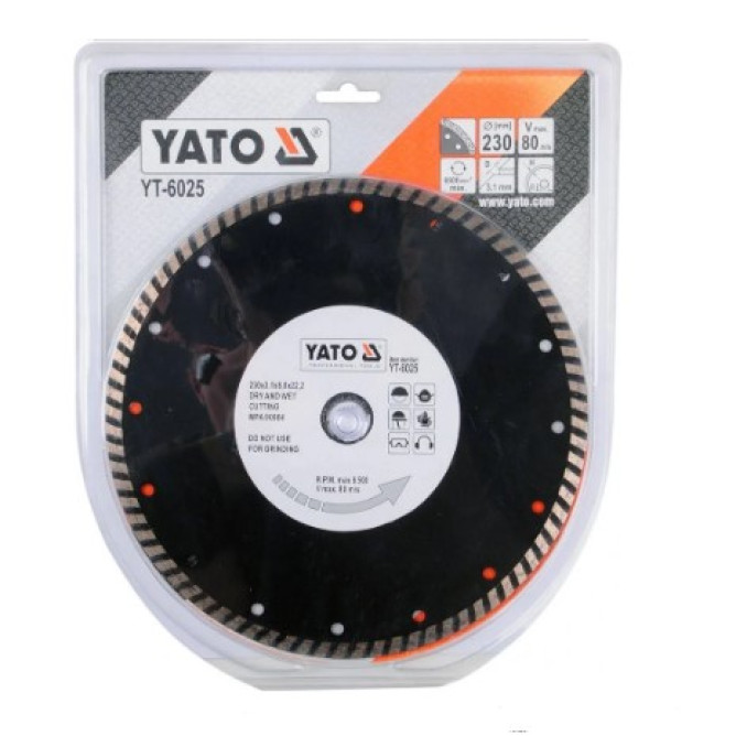 Диск алмазний ТУРБО Yato 230 * 8 * 22,2 6025